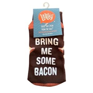 NEW WITH TAGS Lavley Bring Me Some Bacon Novelty Crew Socks Brown One Size